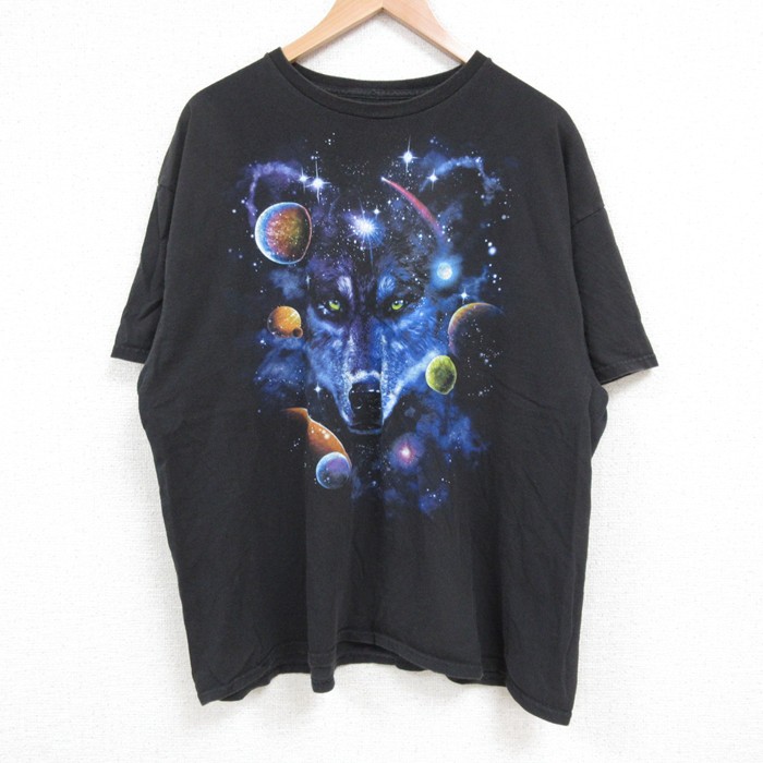 オオカミ 半袖Tシャツ ブラック XL | 古着