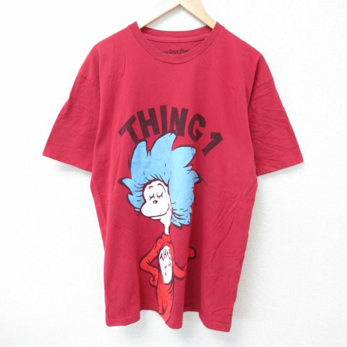 L★古着 半袖 Tシャツ メンズ ドクタースース コットン クルーネック 赤 レッド 25may16 中古