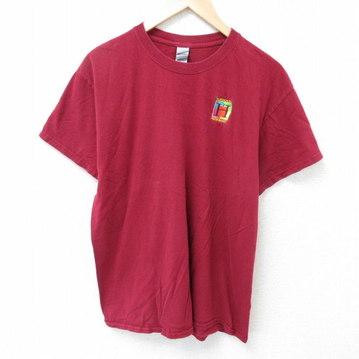 L★古着 半袖 Tシャツ メンズ H コットン クルーネック エンジ 25may16 中古