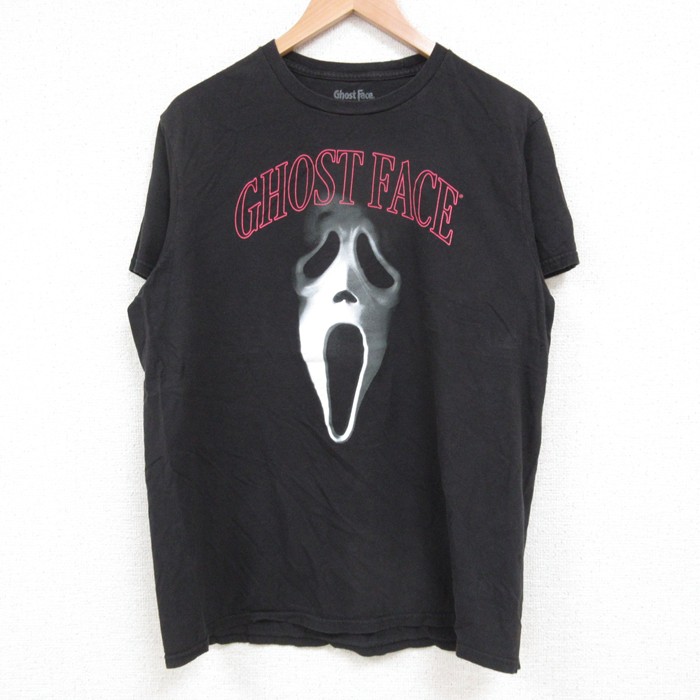 M★古着 半袖 Tシャツ メンズ 映画 スクリーム コットン クルーネック 黒 ブラック 25may19 中古