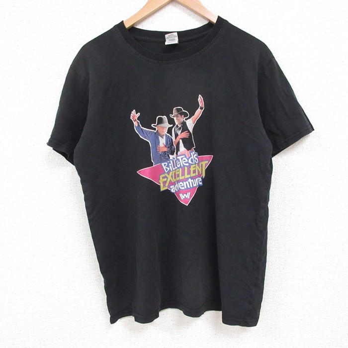 L★古着 半袖 Tシャツ メンズ EXCELLENT コットン クルーネック 黒 ブラック 25may19 中古