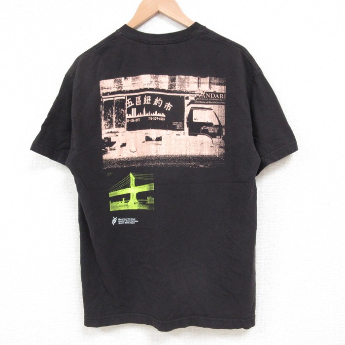 L★古着 半袖 Tシャツ メンズ ニューヨーク コットン クルーネック 黒 ブラック 25may19 中古