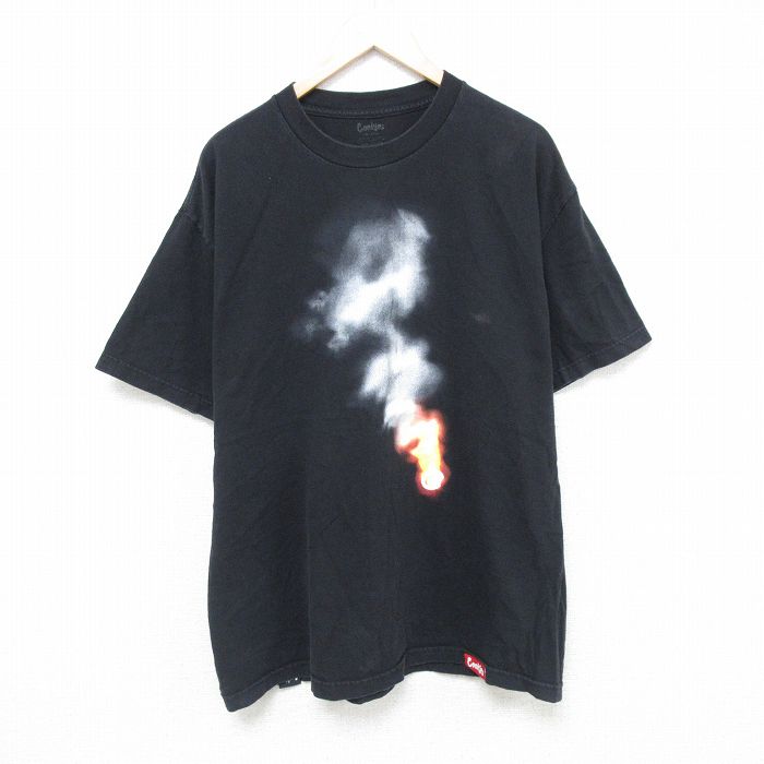 XL★古着 半袖 Tシャツ メンズ クッキーズ クルーネック 黒 ブラック 25may21 中古