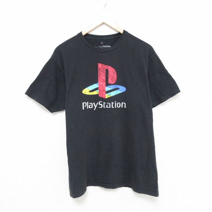 L★古着 リップルジャンクション 半袖 Tシャツ メンズ プレイステーション コットン クルーネック 黒 ブラック 25may21 中古