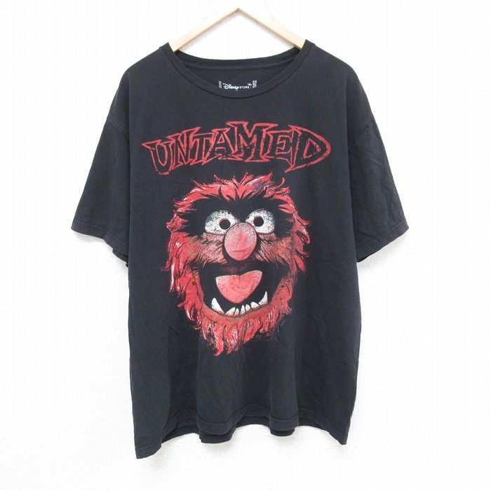 XL★古着 半袖 Tシャツ メンズ ディズニー DISNEY ザマペッツ アニマル 大きいサイズ コットン クルーネック 黒 ブラック 25may21 中古