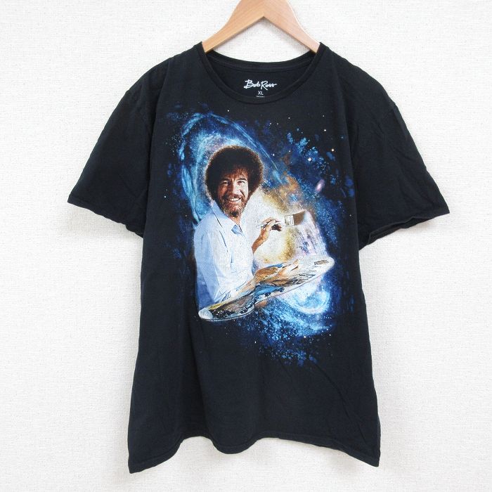XL★古着 半袖 Tシャツ メンズ 画家 ボブロス 大きいサイズ コットン クルーネック 黒 ブラック 25may22 中古