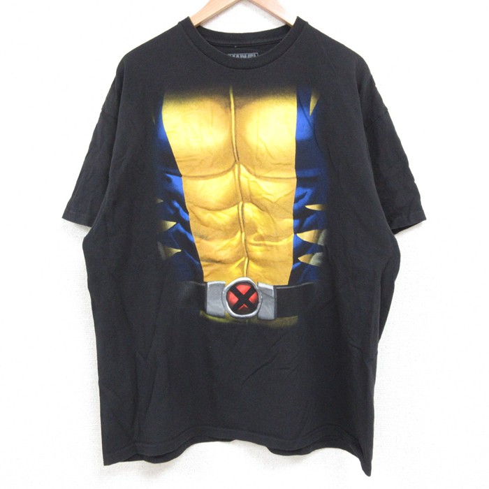 XL★古着 半袖 Tシャツ メンズ マーベル エックスメン コットン クルーネック 黒 ブラック 25may22 中古