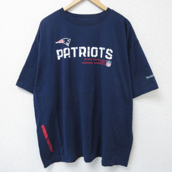 【20%OFF】XL★古着 半袖 Tシャツ メンズ NFL ニューイングランドペイトリオッツ 大きいサイズ クルーネック 紺 ネイビー アメフト スーパーボウル 25may23 中古