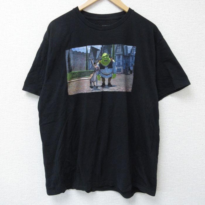 XL★古着 半袖 Tシャツ メンズ 映画 シュレック コットン クルーネック 黒 ブラック 25may23 中古