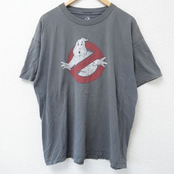 XL★古着 半袖 Tシャツ メンズ 映画 ゴーストバスターズ 大きいサイズ コットン クルーネック 濃グレー 25may23 中古