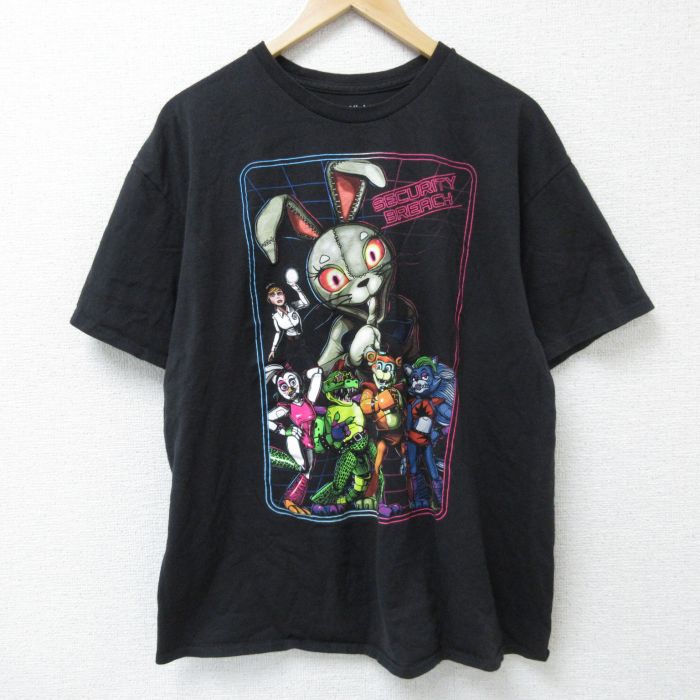 XL★古着 半袖 Tシャツ メンズ ゲーム ファイブナイツアットフレディーズ コットン クルーネック 黒 ブラック 【spe】 25may23 中古