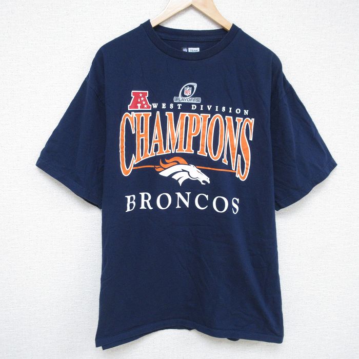 NFL デンバーブロンコス 半袖Tシャツ アメフト ネイビー XL | 古着
