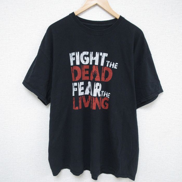 XL★古着 半袖 Tシャツ メンズ FIGHT THE DEAD 大きいサイズ クルーネック 黒 ブラック 25may23 中古
