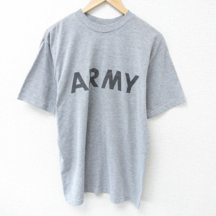 L★古着 半袖 Tシャツ メンズ ミリタリー アーミー ARMY リフレクター クルーネック USA製 グレー 霜降り 25may23 中古