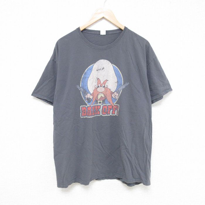XL★古着 フルーツオブザルーム 半袖 Tシャツ メンズ ルーニーテューンズ LOONEY TUNES ヨセミテサム クルーネック 濃グレー 25jun05 中古