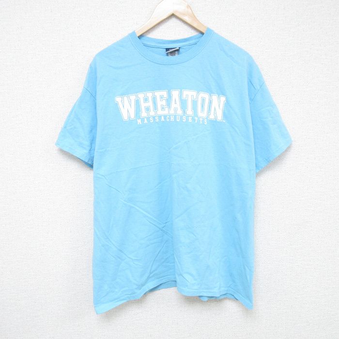 XL★古着 MVスポーツ 半袖 Tシャツ メンズ マサチューセッツ コットン クルーネック 水色 25jun05 中古