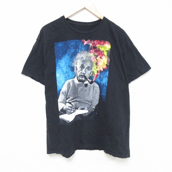 L★古着 半袖 Tシャツ メンズ アインシュタイン コットン クルーネック 黒 ブラック 25jun05 中古