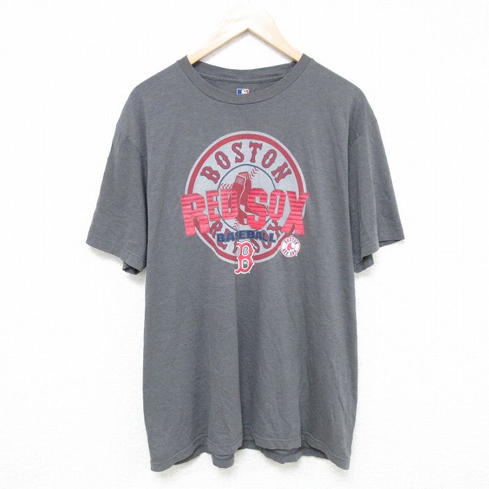 XL★古着 半袖 Tシャツ メンズ MLB ボストンレッドソックス クルーネック グレー メジャーリーグ ベースボール 野球 25jun05 中古