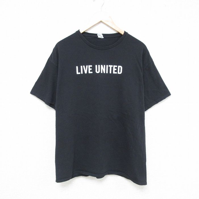 L★古着 半袖 Tシャツ メンズ LIVE コットン クルーネック 黒 ブラック 25jun06 中古