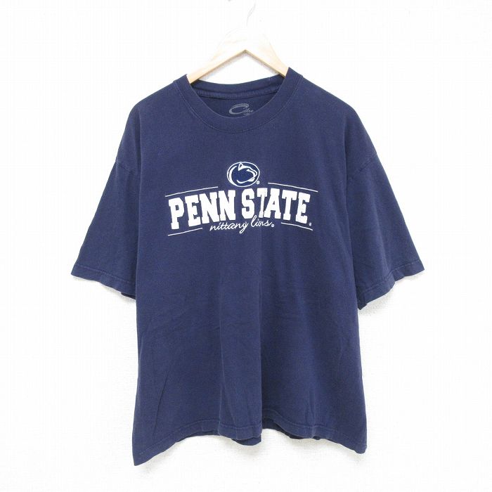 【20%OFF】XL★古着 半袖 Tシャツ メンズ PENN コットン クルーネック 紺 ネイビー 25jun06 中古