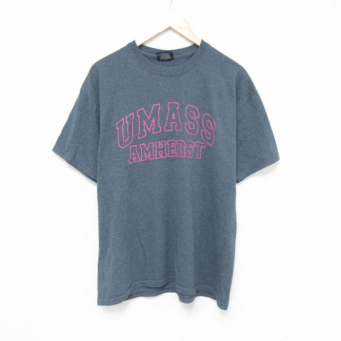 L★古着 MVスポーツ 半袖 Tシャツ メンズ UMASS クルーネック グレー 霜降り 25jun06 中古