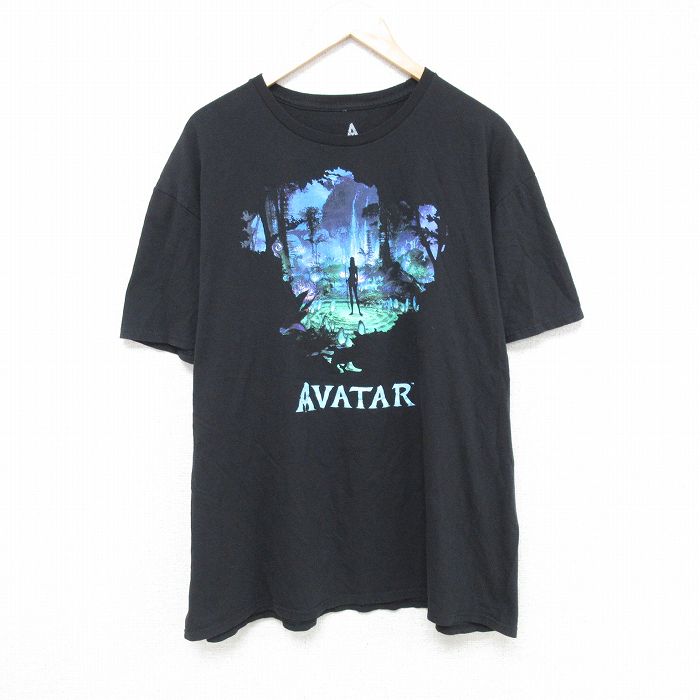 XL★古着 半袖 Tシャツ メンズ 映画 アバター 大きいサイズ コットン クルーネック 黒 ブラック 【spe】 25jun06 中古
