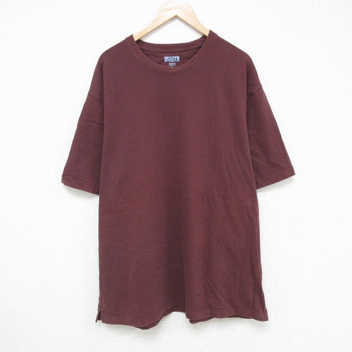 XL★古着 DULUTHTRADING 半袖 Tシャツ メンズ 無地 大きいサイズ コットン クルーネック エンジ 25jun06 中古