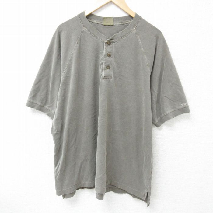 XL★古着 ウールリッチ WOOLRICH 半袖 Tシャツ メンズ 無地 ラグラン 大きいサイズ コットン ヘンリーネック こげ茶 ブラウン 25may24 中古