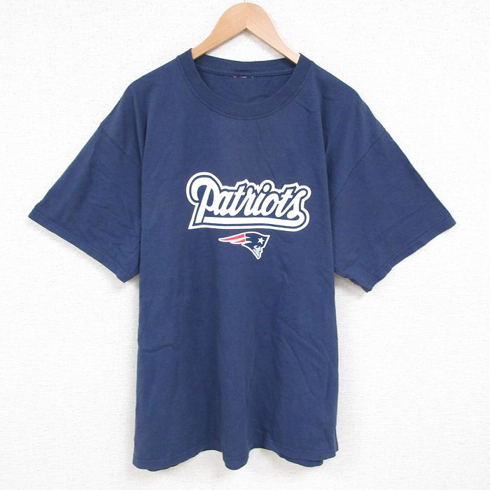 XL★古着 半袖 Tシャツ メンズ NFL ニューヨークジャイアンツ 大きいサイズ クルーネック 紺 ネイビー アメフト スーパーボウル 25jun05 中古