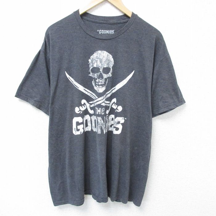 XL★古着 リップルジャンクション 半袖 Tシャツ メンズ 映画 グーニーズ 大きいサイズ クルーネック 濃グレー 霜降り 25may24 中古