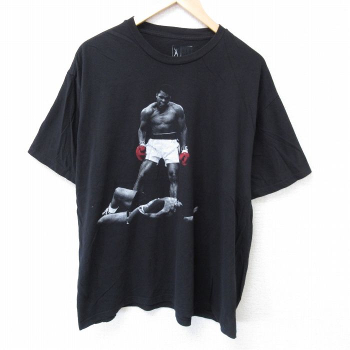 XL★古着 半袖 Tシャツ メンズ モハメドアリ 大きいサイズ コットン クルーネック 黒 ブラック 25jun05 中古