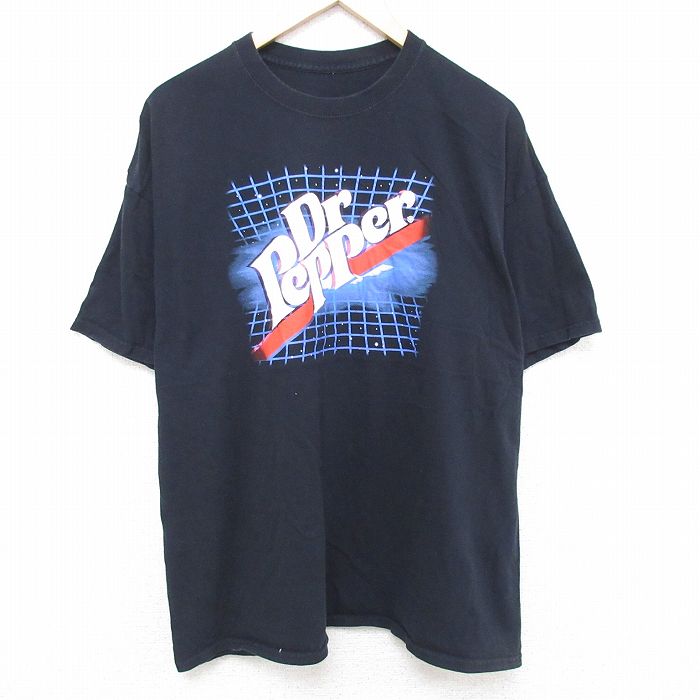 XL★古着 半袖 Tシャツ メンズ ドクターペッパー 大きいサイズ クルーネック 黒 ブラック 25may24 中古