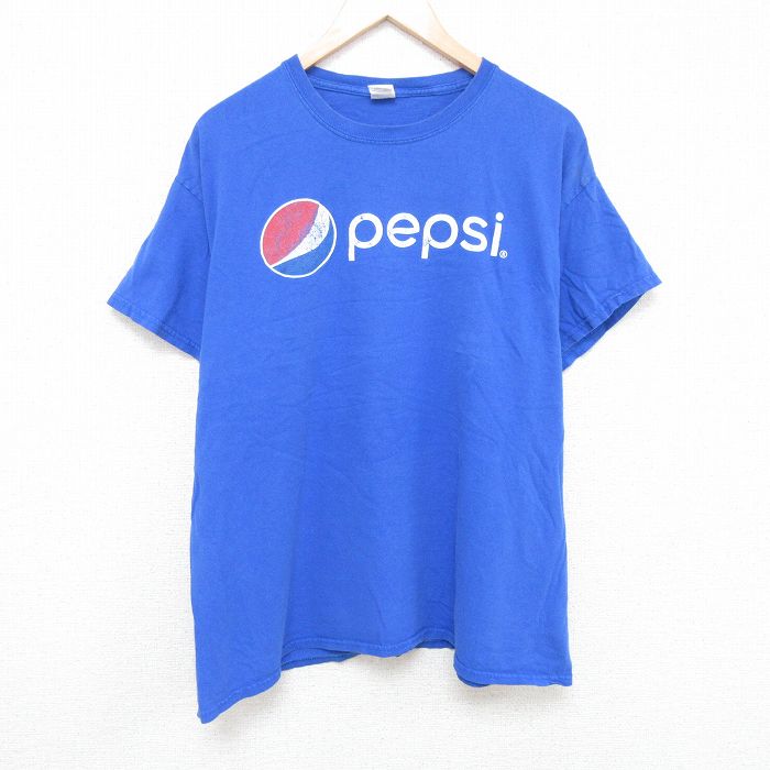 XL★古着 半袖 Tシャツ メンズ ペプシ 大きいサイズ クルーネック 青 ブルー 25may24 中古