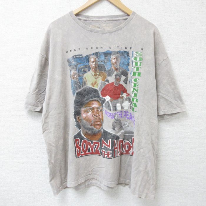 XL★古着 半袖 Tシャツ メンズ 映画 ボーイズンザフッド 大きいサイズ コットン クルーネック 濃ベージュ他 カーキ タイダイ 25may26 中古