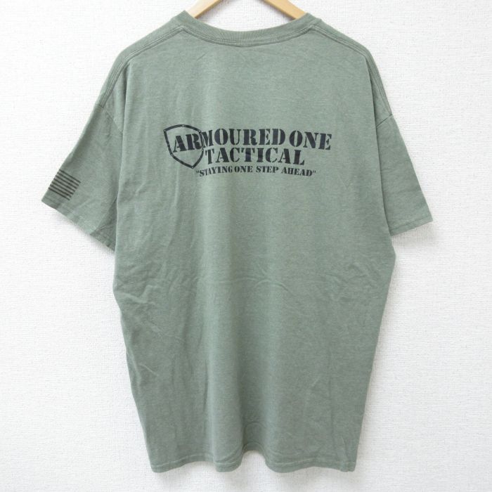 XL★古着 半袖 Tシャツ メンズ AOT 大きいサイズ クルーネック 薄緑 グリーン 霜降り 25may26 中古