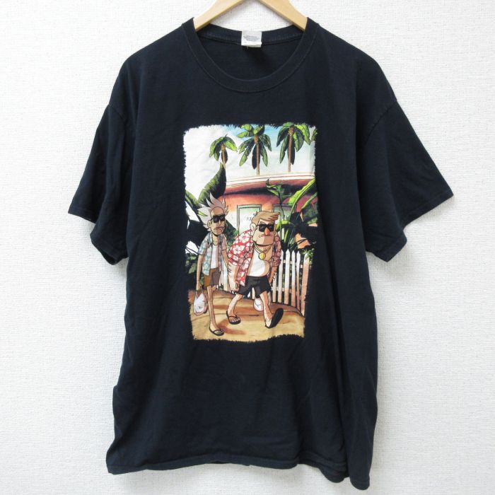【50%OFF】XL★古着 フルーツオブザルーム 半袖 Tシャツ メンズ 男性 コットン クルーネック 黒 ブラック 25may26 中古