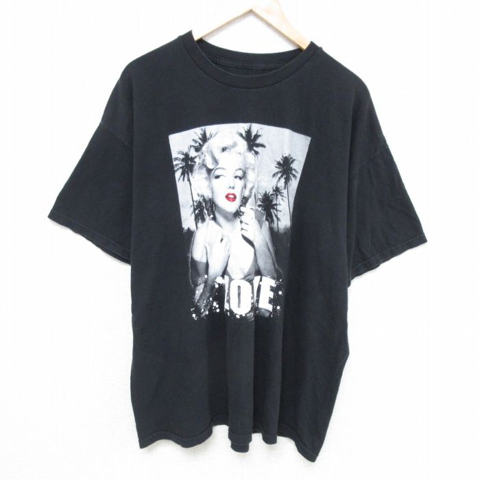 XL★古着 半袖 Tシャツ メンズ マリリンモンロー 大きいサイズ クルーネック 黒 ブラック 25may26 中古
