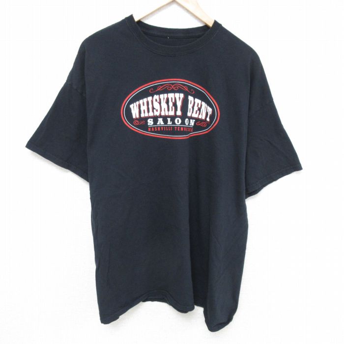 XL★古着 半袖 Tシャツ メンズ ウイスキー BENT 大きいサイズ クルーネック 黒 ブラック 25may26 中古