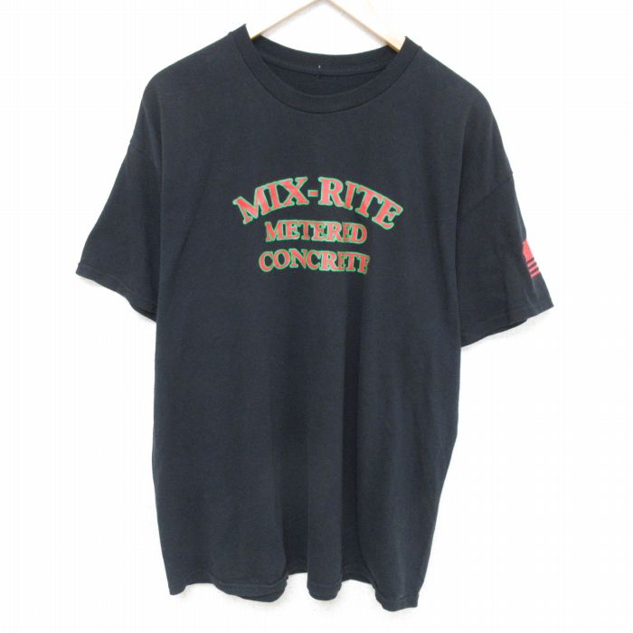 【50%OFF】XL★古着 半袖 Tシャツ メンズ MIXRITE クルーネック 黒 ブラック 25may26 中古
