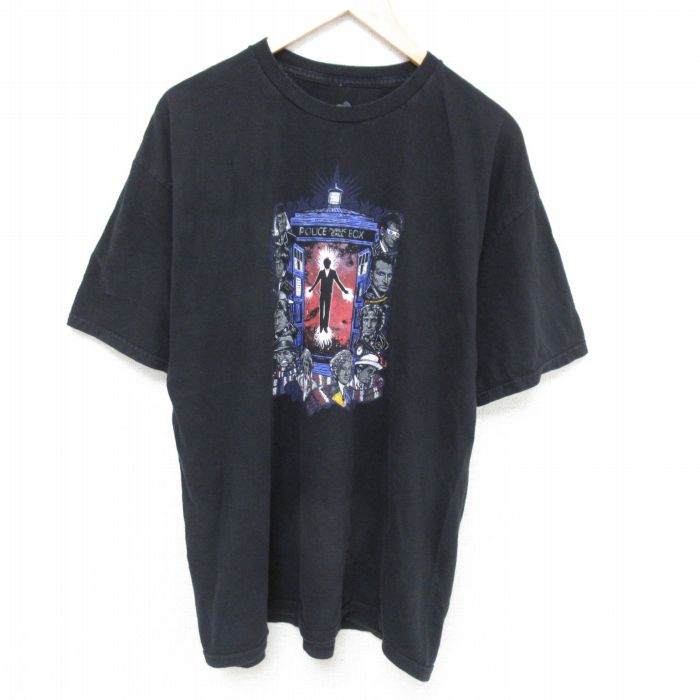 XL★古着 半袖 Tシャツ メンズ ドラマ ドクターフー コットン クルーネック 黒 ブラック 25may26 中古