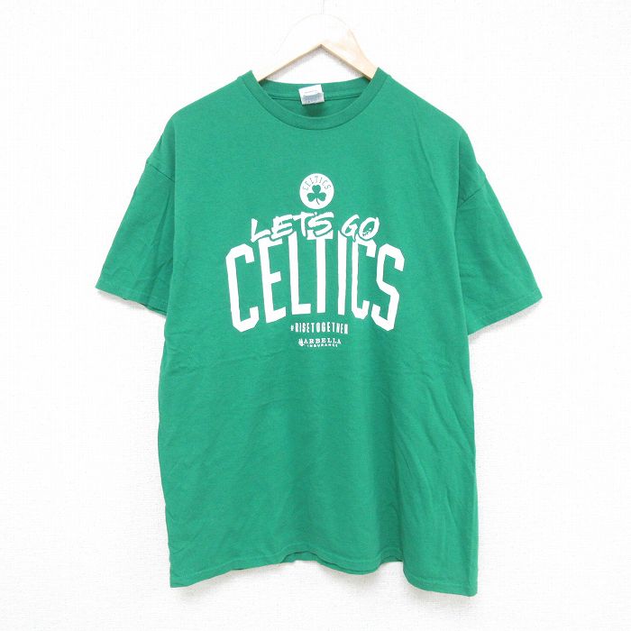 【50%OFF】XL★古着 半袖 Tシャツ メンズ セルティックス コットン クルーネック 緑 グリーン 25may27 中古