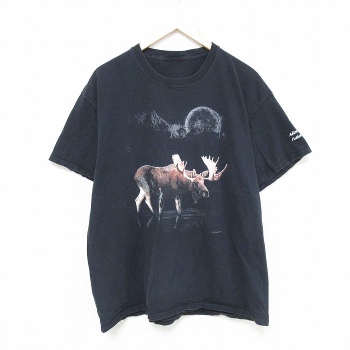 半袖Tシャツ ヘラジカ ブラック XL | 古着