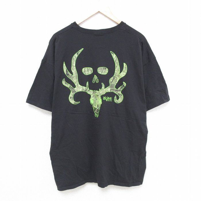 XL★古着 半袖 Tシャツ メンズ ボーンコレクター 大きいサイズ コットン クルーネック 黒 ブラック 25may27 中古