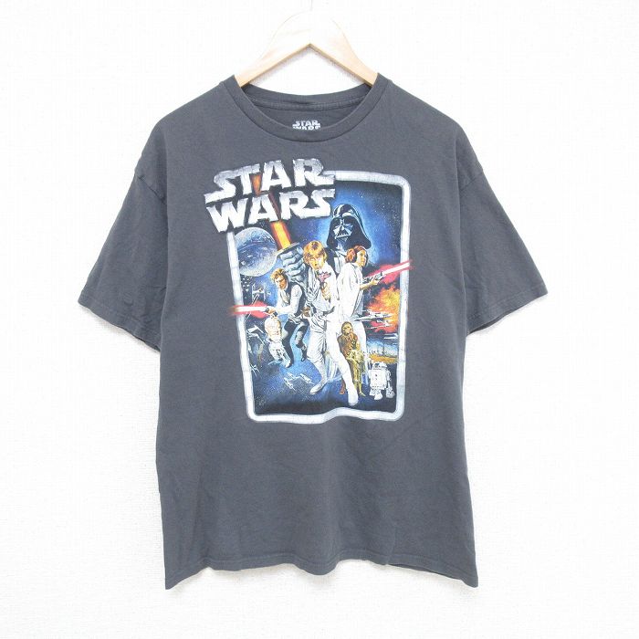 L★古着 半袖 Tシャツ メンズ スターウォーズ STAR WARS コットン クルーネック グレー 25may27 中古