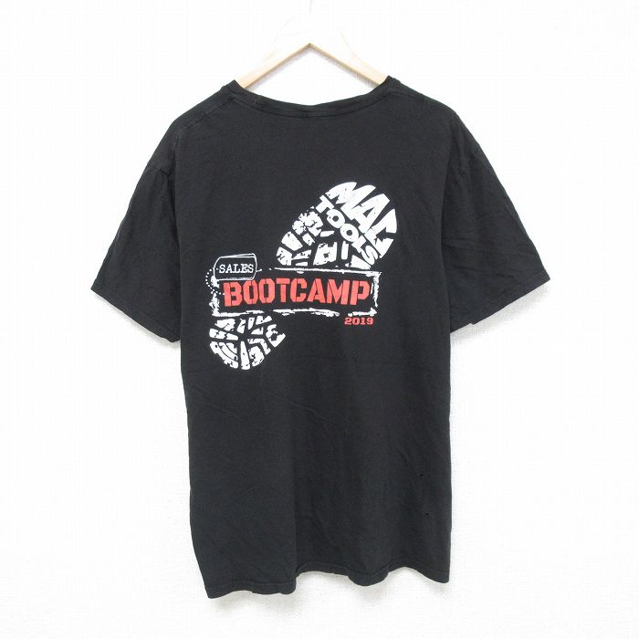 【50%OFF】XL★古着 半袖 Tシャツ メンズ BOOT 大きいサイズ クルーネック 黒 ブラック 25may27 中古