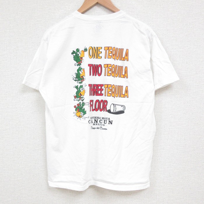L★古着 半袖 Tシャツ テキーラ メンズ クルーネック 白 ホワイト 25jun06 中古