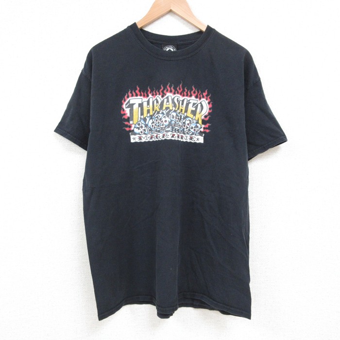 XL★古着 スラッシャー 半袖 Tシャツ メンズ スカル クルーネック 黒 ブラック 【spe】 25jun06 中古