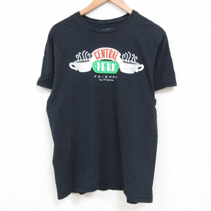 M★古着 半袖 Tシャツ メンズ ドラマ フレンズ コットン クルーネック 紺 ネイビー 25jun06 中古