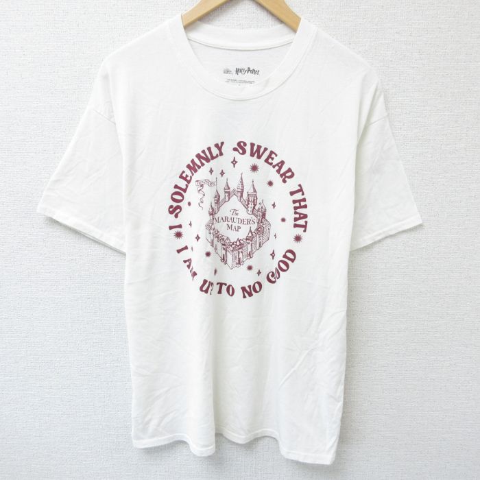 L★古着 半袖 Tシャツ メンズ 映画 ハリーポッター クルーネック 白 ホワイト 25jun07 中古