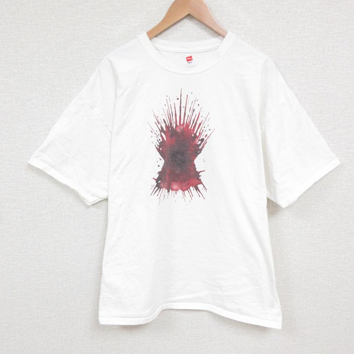 XL★古着 ヘインズ Hanes 半袖 Tシャツ メンズ BLEED 大きいサイズ コットン クルーネック 白 ホワイト 25jun07 中古